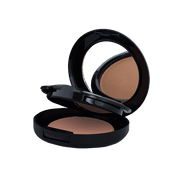 A compact case containing two shades of powder foundation, ideal for customizable coverage and blending. The sleek packaging features a mirror and applicator for convenient on-the-go touch-ups.