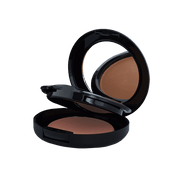 A compact case containing two shades of powder foundation, ideal for customizable coverage and blending. The sleek packaging features a mirror and applicator for convenient on-the-go touch-ups.