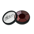 Makeup palette with shades of brown and pink, branded 'Tinted Beauty Cosmetics'.