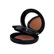 A compact case containing two shades of powder foundation, ideal for customizable coverage and blending. The sleek packaging features a mirror and applicator for convenient on-the-go touch-ups.