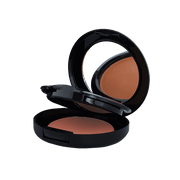 A compact case containing two shades of powder foundation, ideal for customizable coverage and blending. The sleek packaging features a mirror and applicator for convenient on-the-go touch-ups.