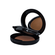 A compact case containing two shades of powder foundation, ideal for customizable coverage and blending. The sleek packaging features a mirror and applicator for convenient on-the-go touch-ups.